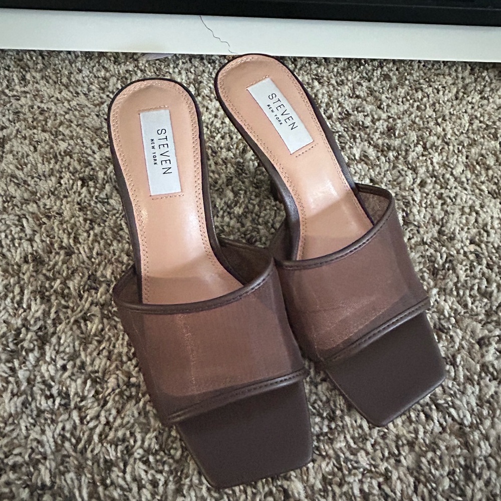 Steve Madden Brown Sheer Mules